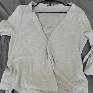 The Limited Gray Cardigan Sweater with Ribbed Details